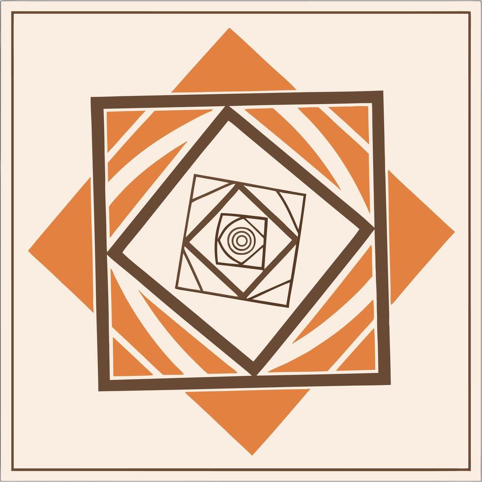 Abstract Geometric Concentric Squares With Orange Accents vector