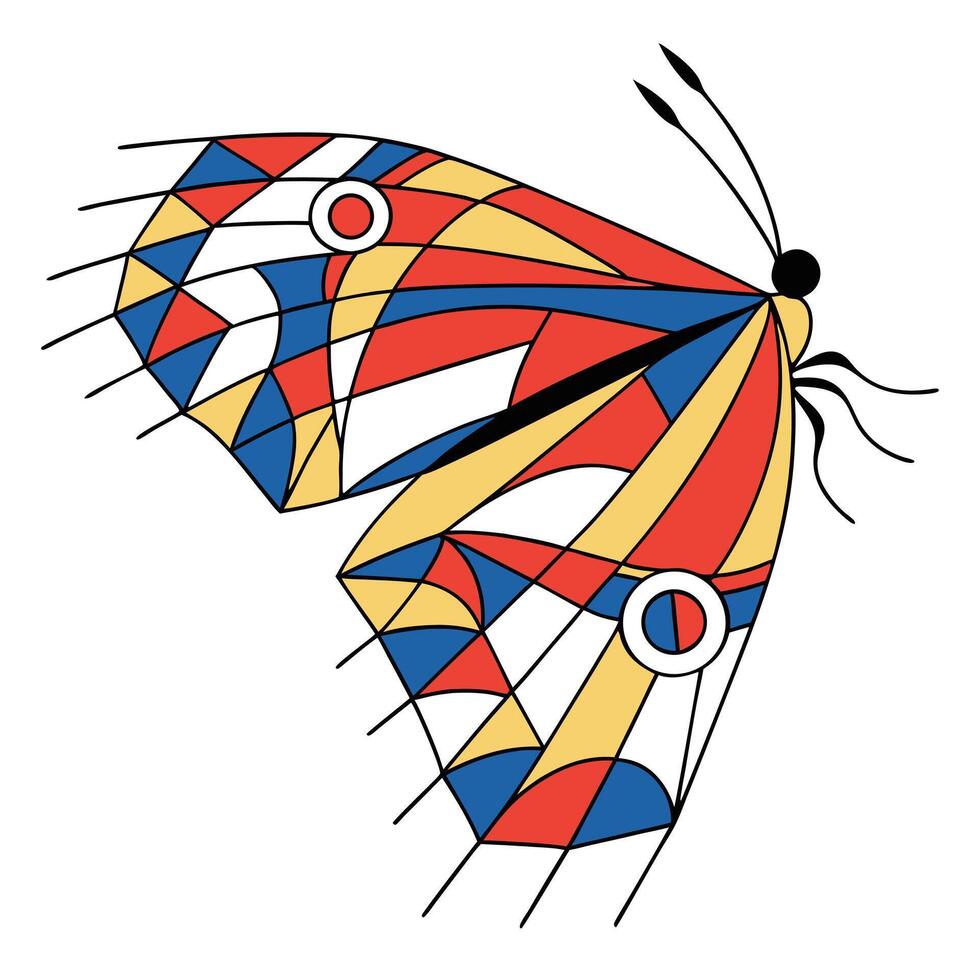Abstract Butterfly With Geometric Shapes Design vector