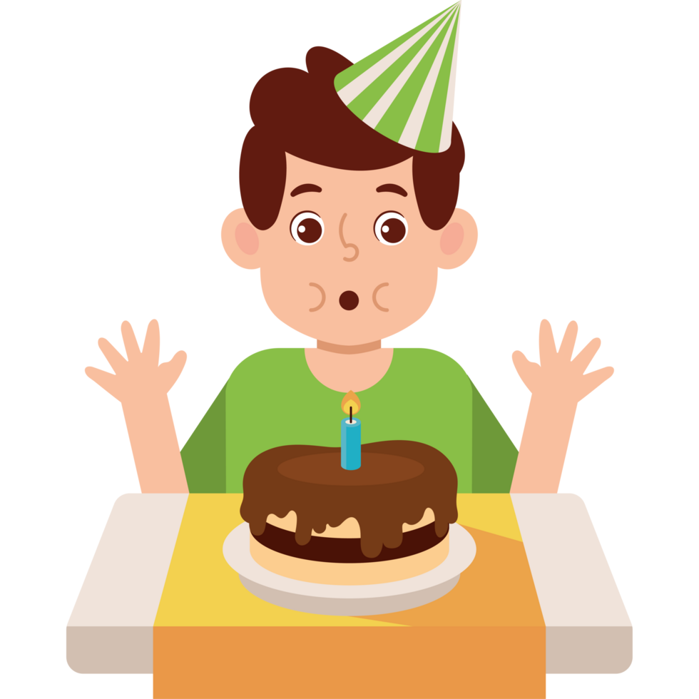 young man blowing birthday candle png