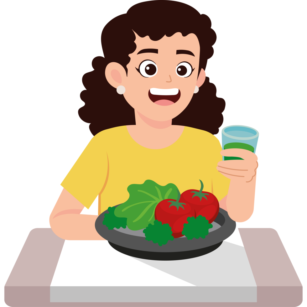 adult woman eating vegan food png