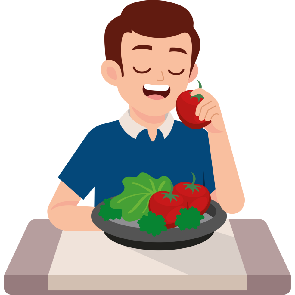 man eating vegan food png