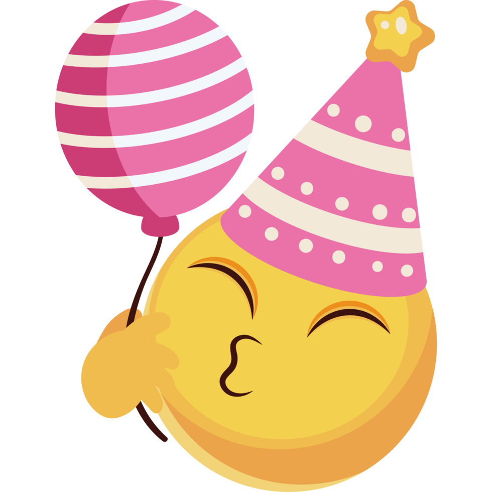 birthday emoji with party balloon png