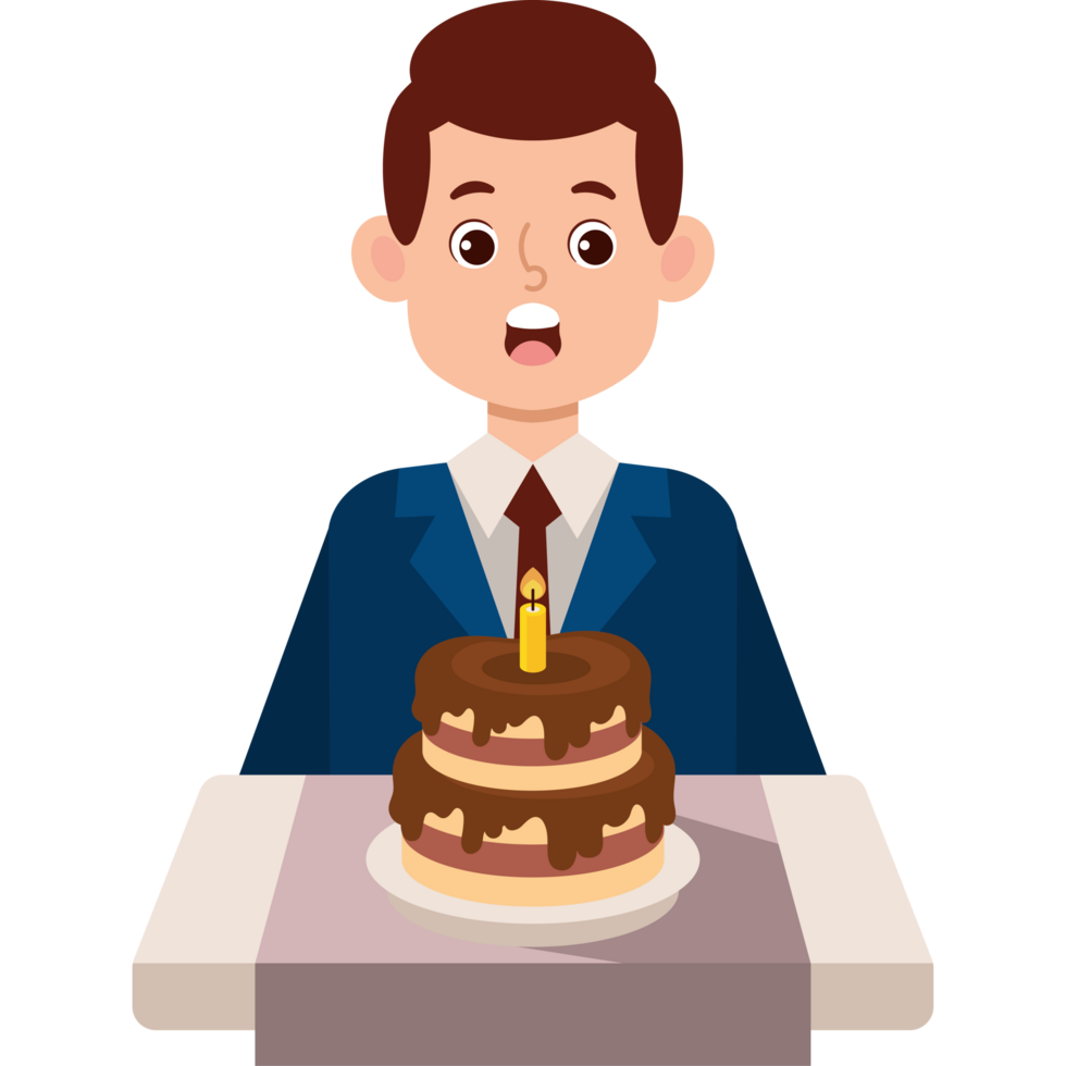 man blowing birthday candle png