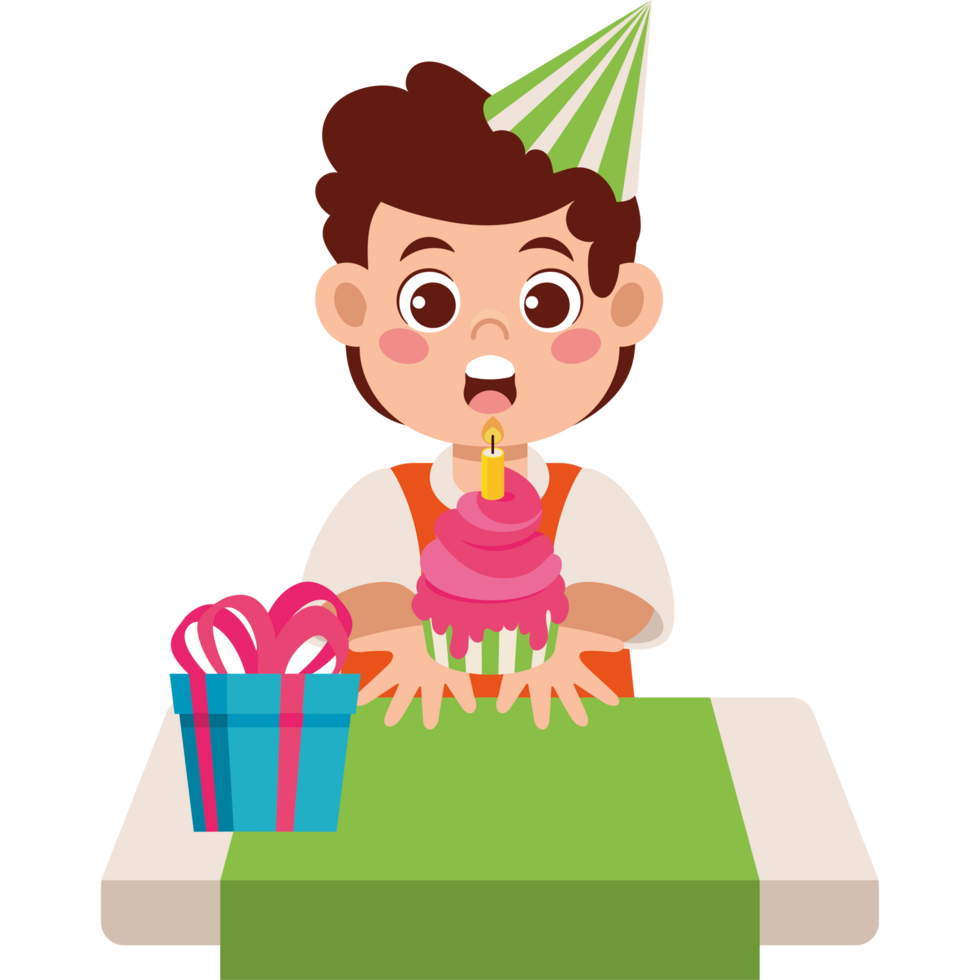 cute boy blowing birthday candle png