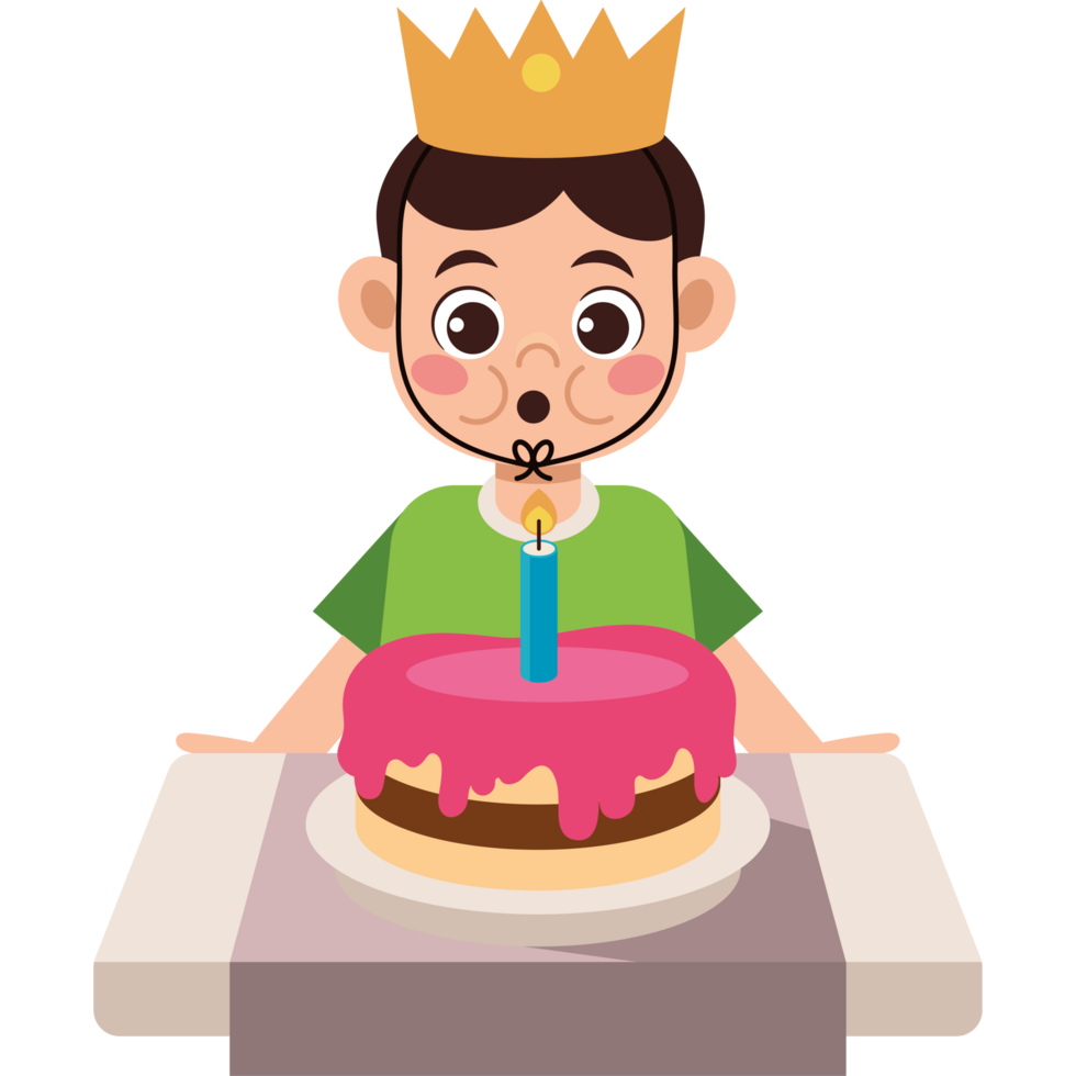 boy blowing birthday candle png