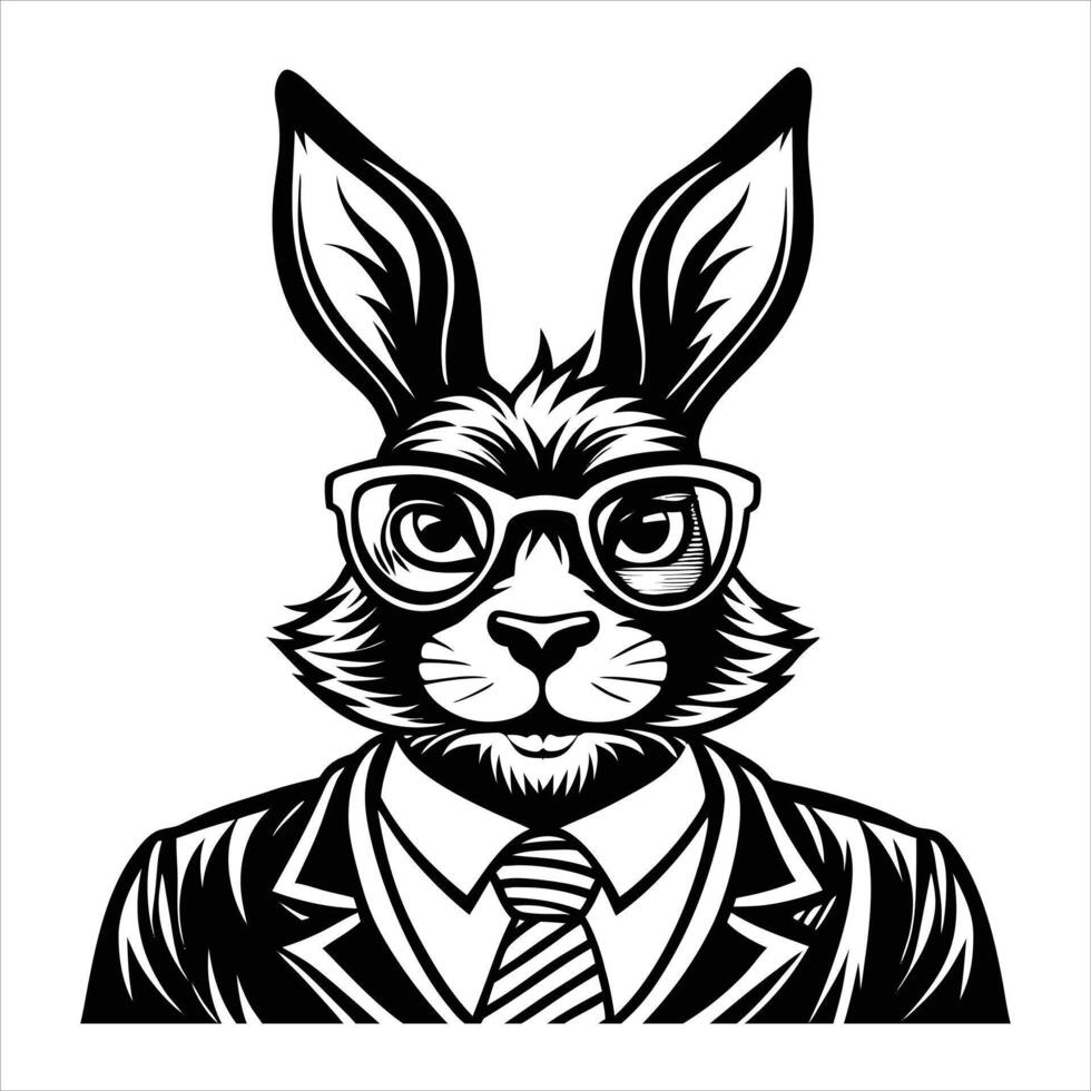 bunny face with glasses vector