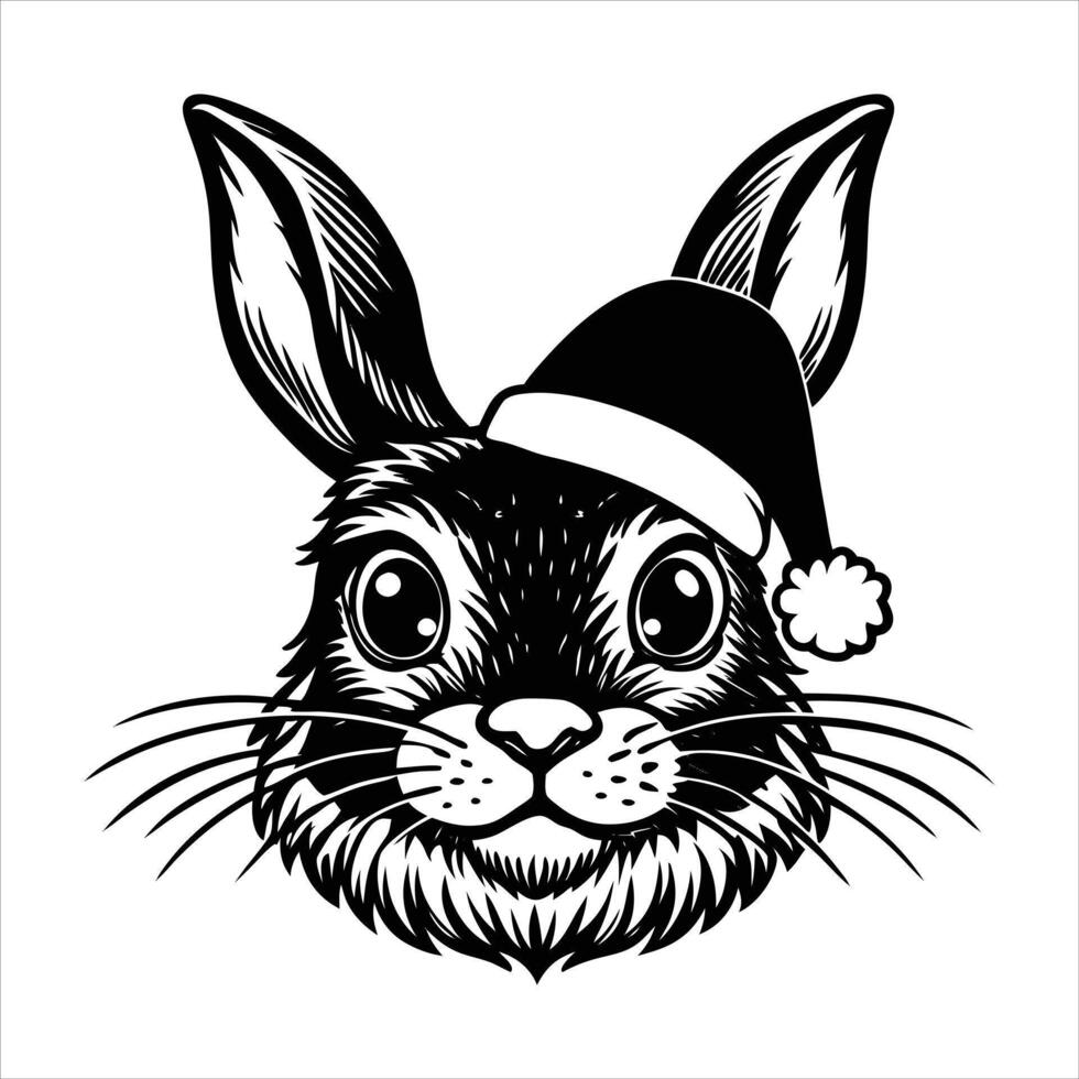 bunny face with santa hat vector