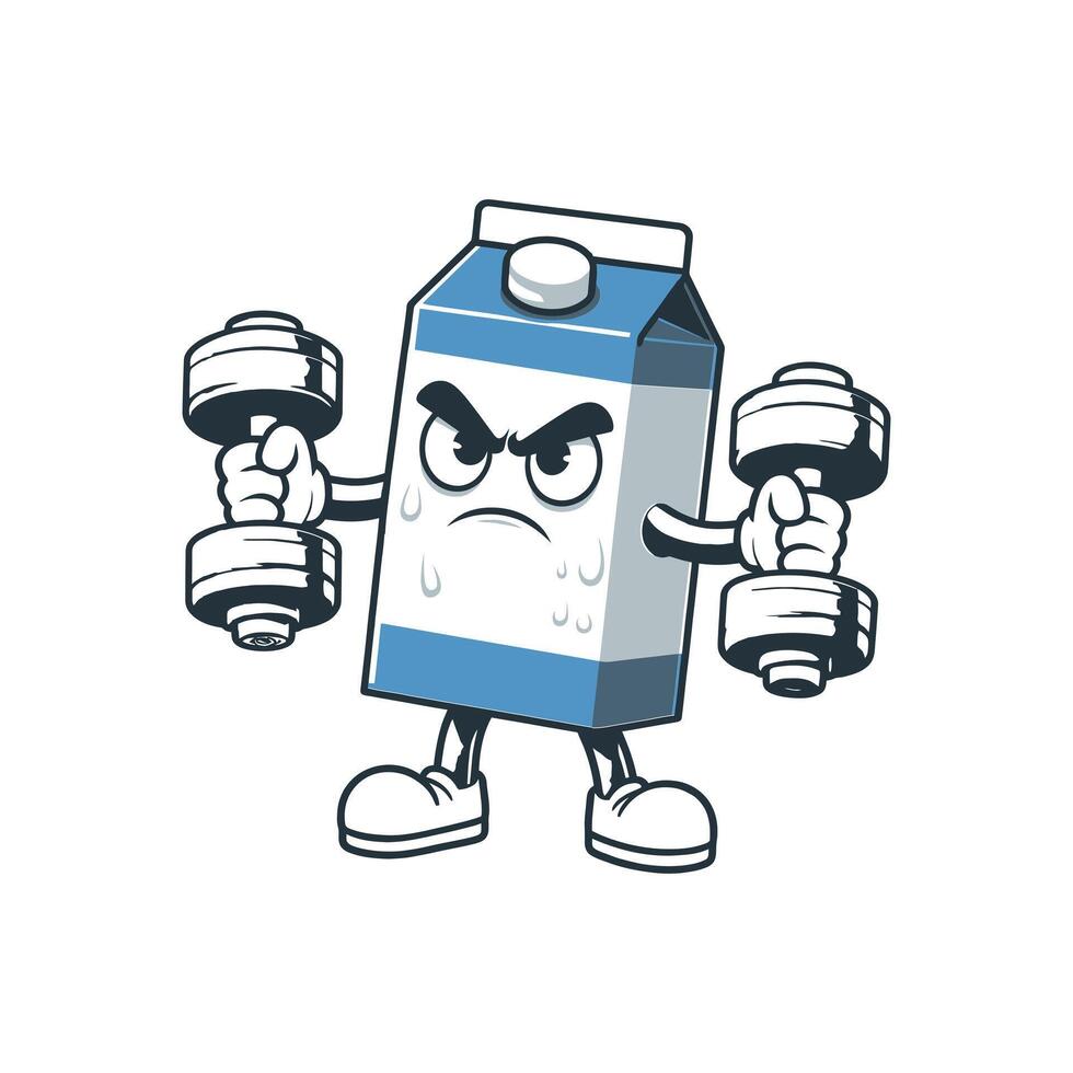 Determined Milk Carton Working Out for World Milk Day Dairy Benefits Awareness Event vector