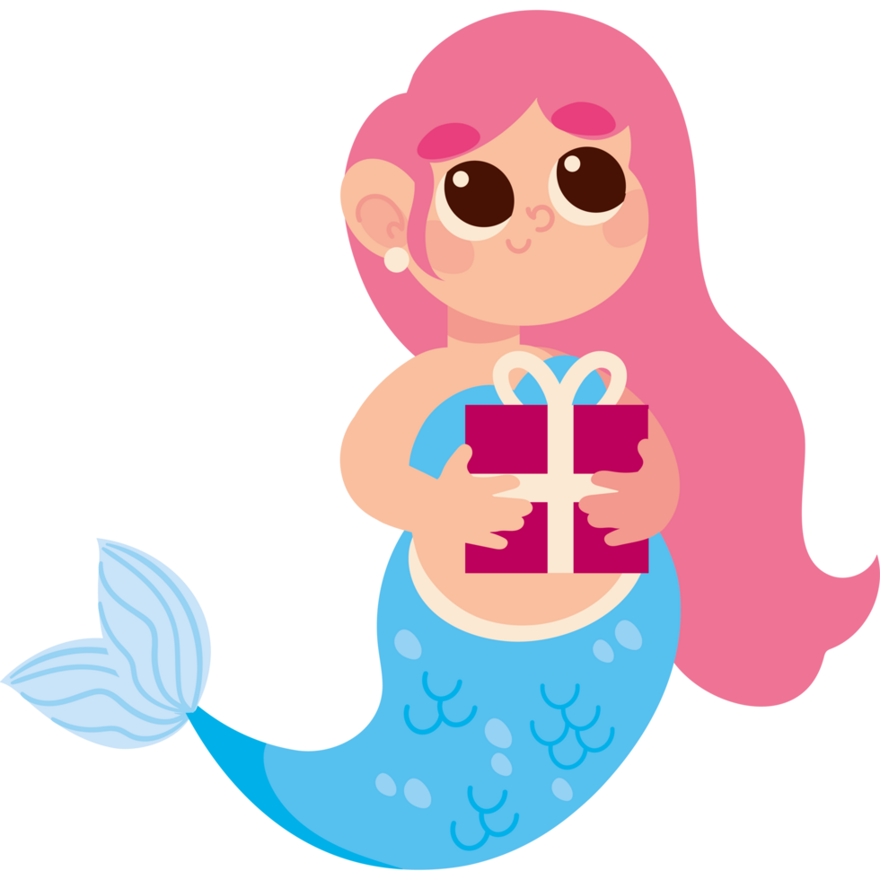 mermaid birthday gift box png
