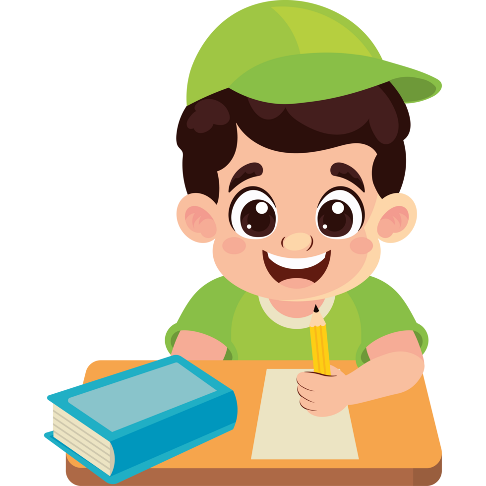 little student boy erasing character png