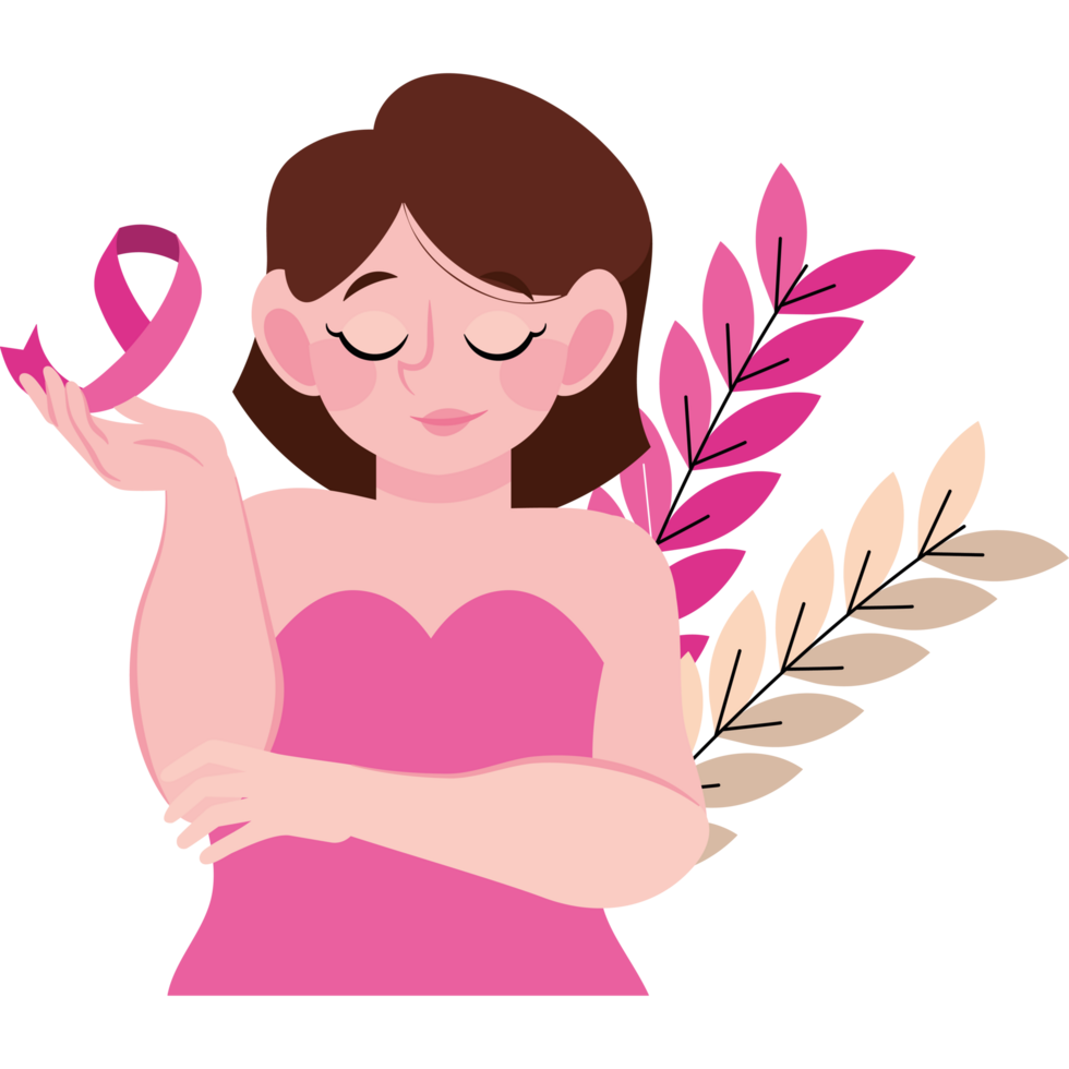 beautiful woman and pink ribbon png