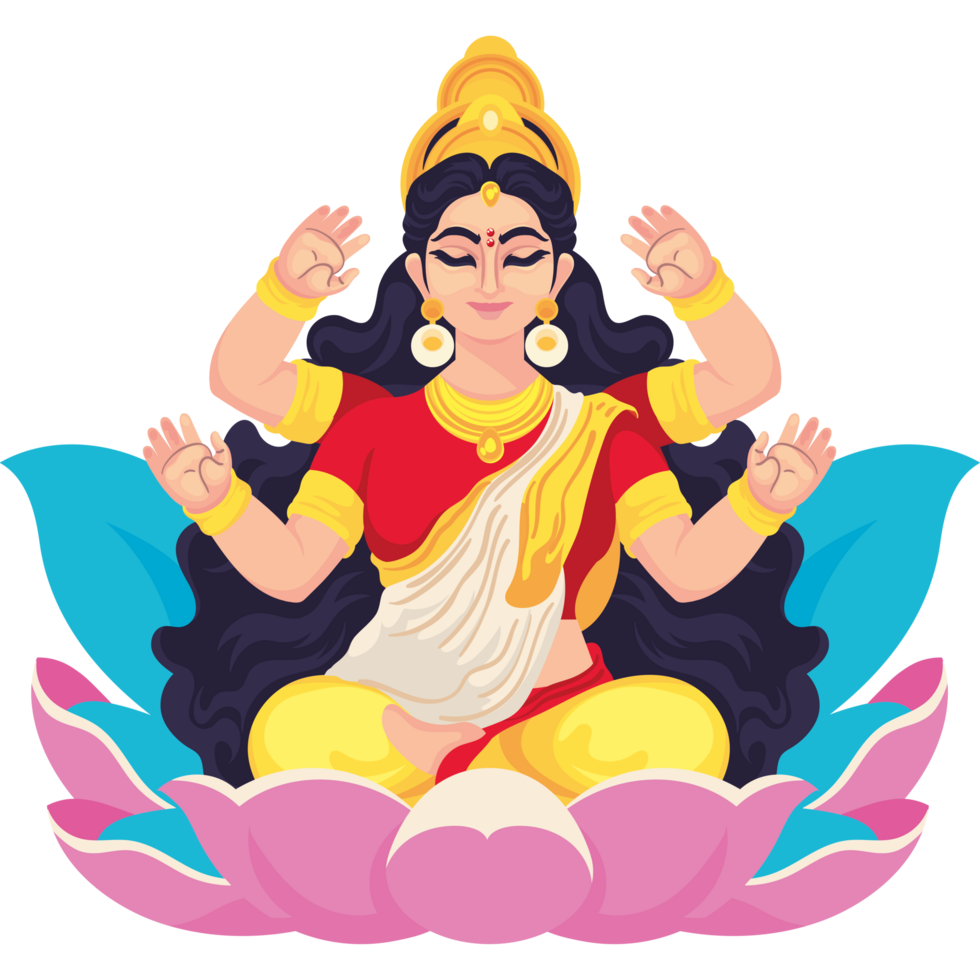 indian goddess saraswati sitting on lotus png