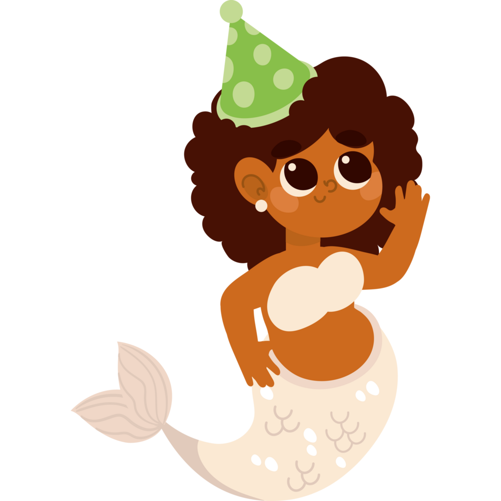 mermaid with birthday party hat png