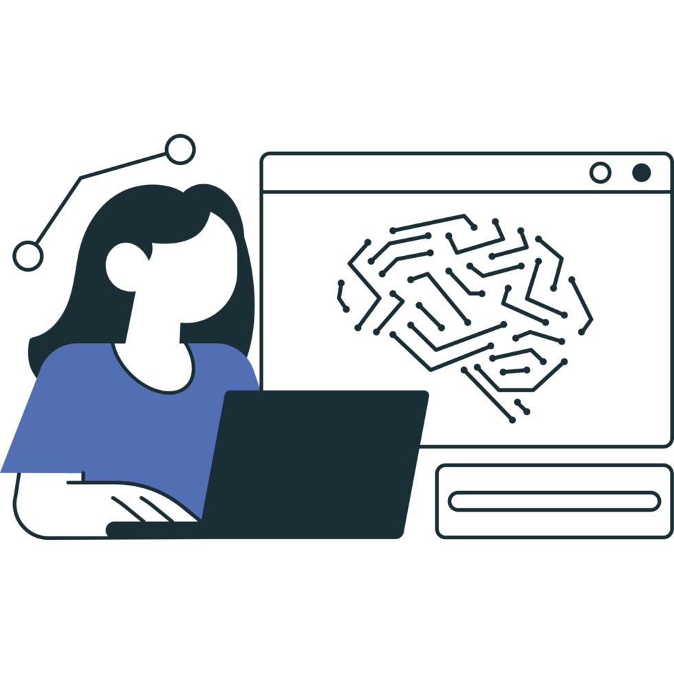 woman learning with ai machine png