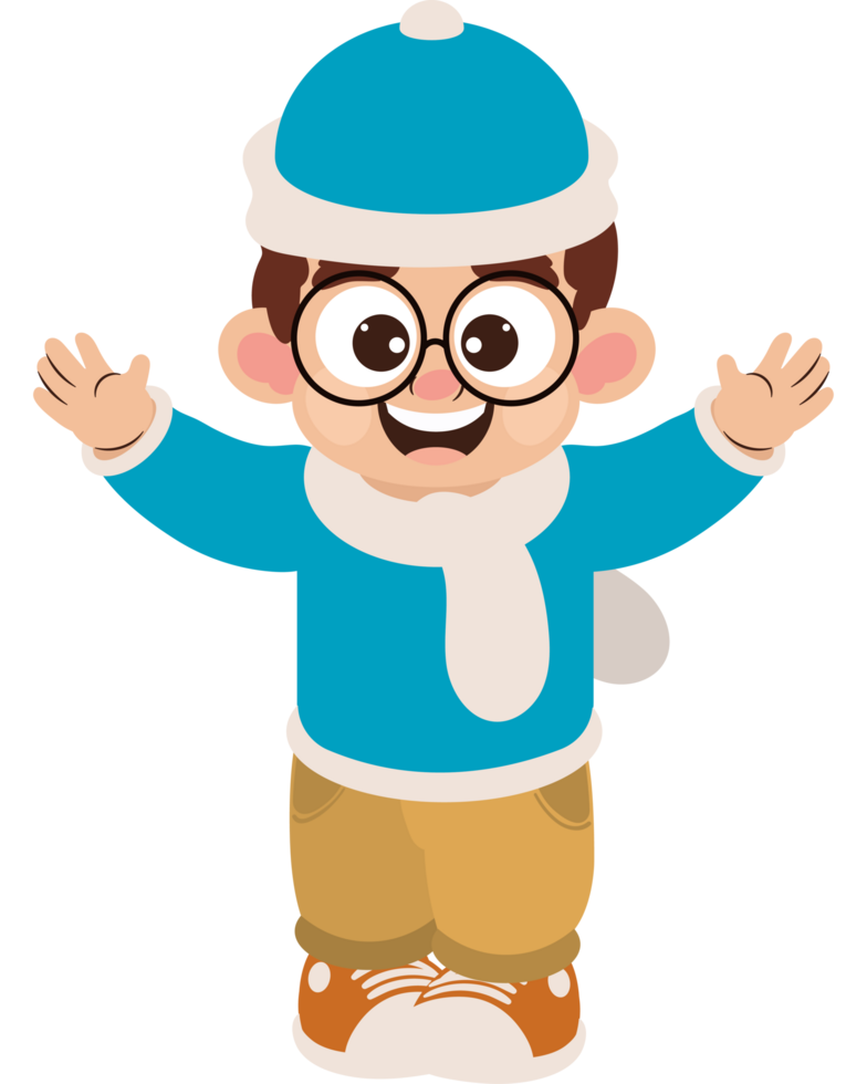 happy little boy Wearing Winter Clothes png