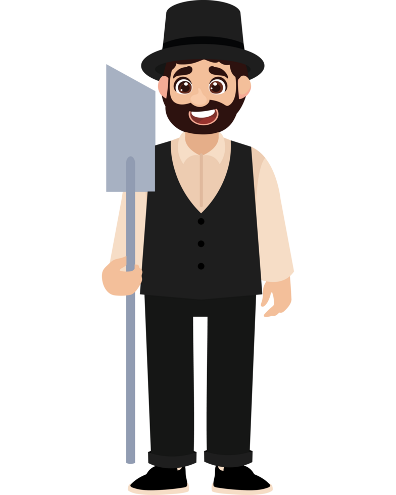 amish man holding a tool png