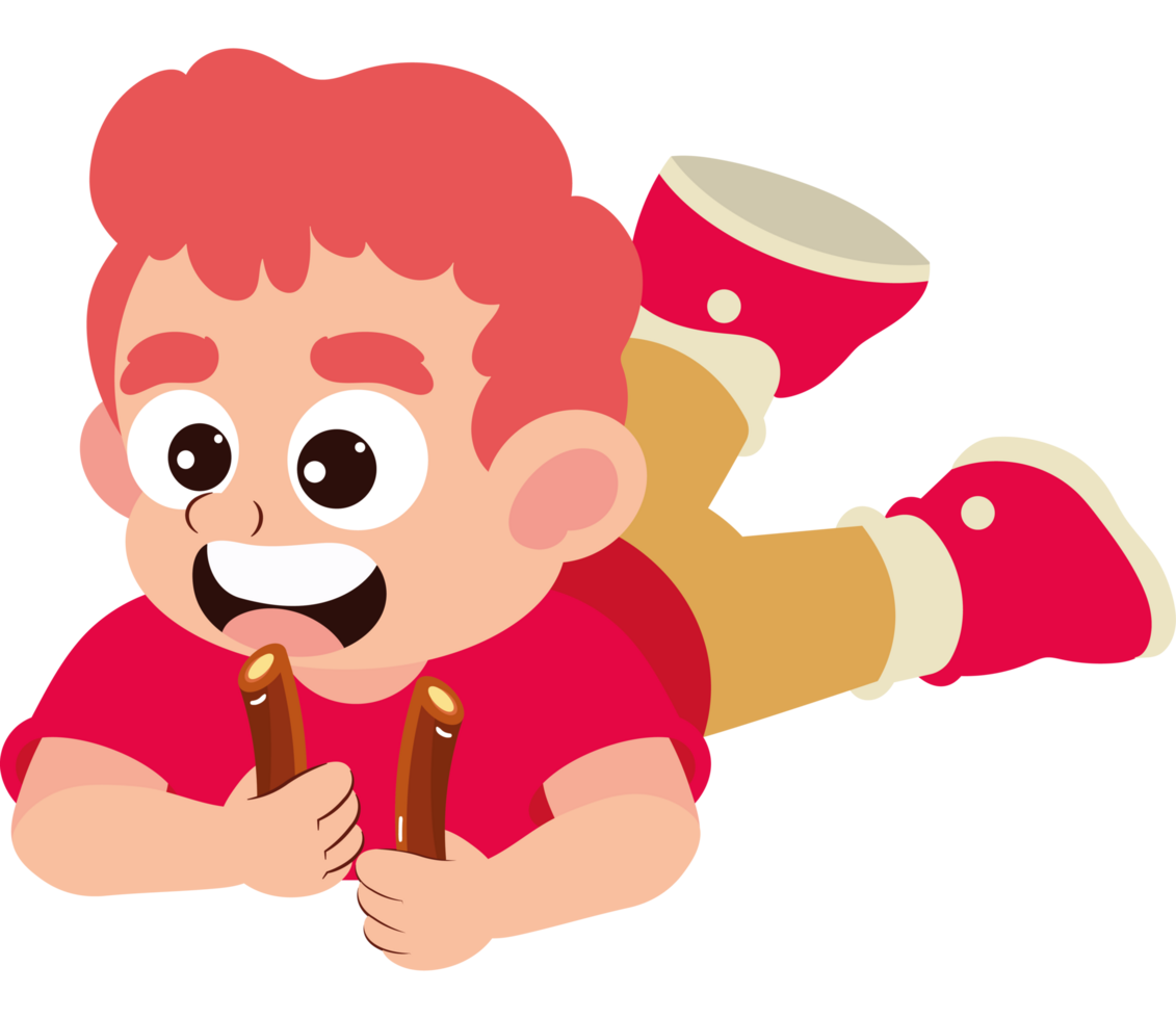 little boy eating chocolate sticks png