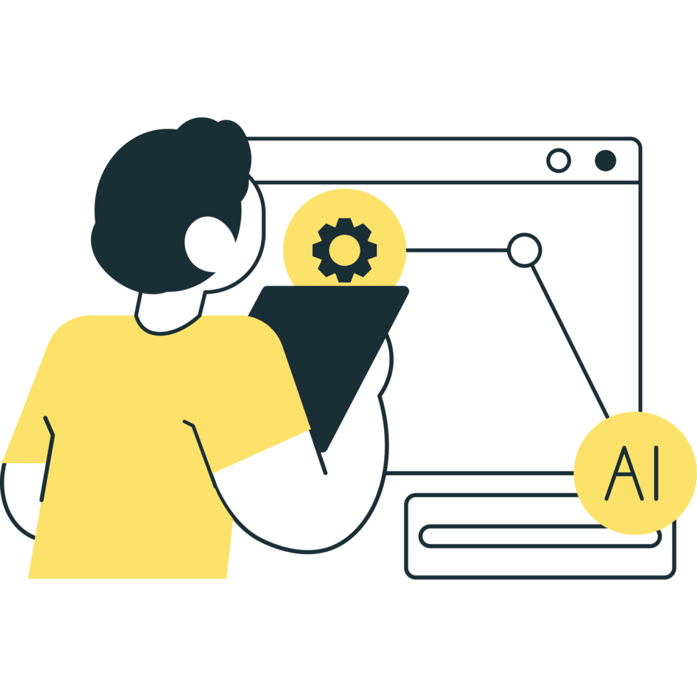 man learning with ai machine png