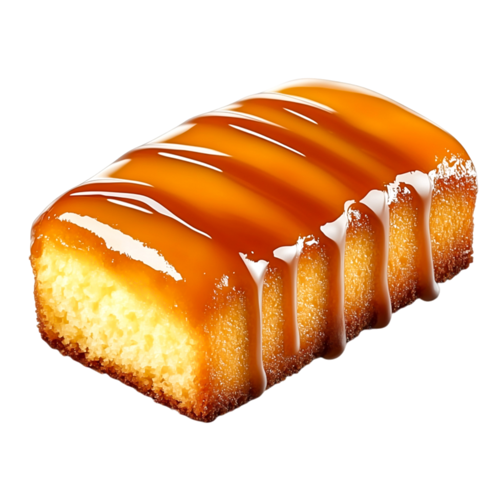 Moist Caramel Glazed Cake Slice on with Glossy Finish png