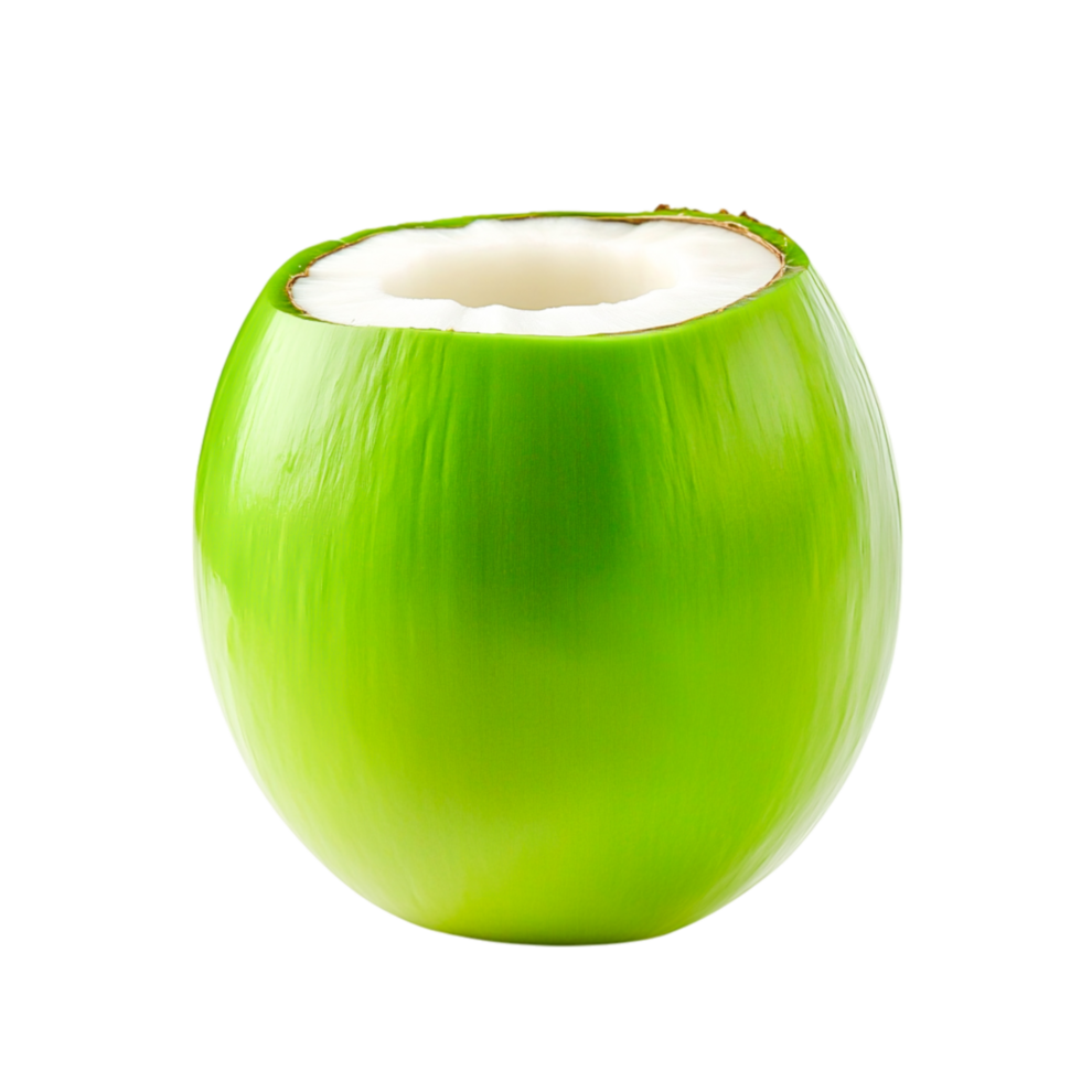 Fresh Green Coconut with Open Top for Delicious Tropical Drinks png
