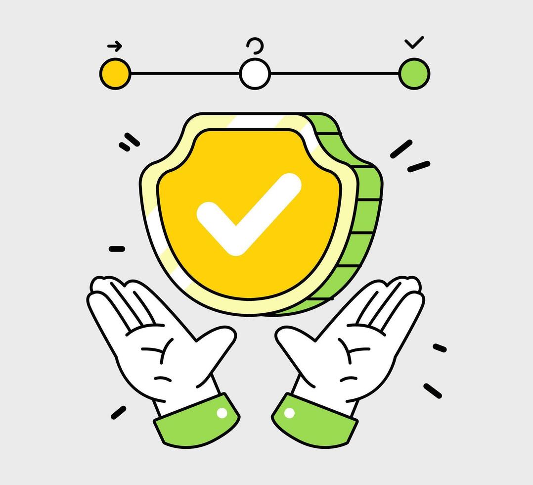 Protection concept illustration showing hands holding a security shield vector