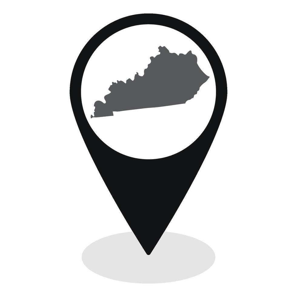 Kentucky state map. Map of Kentucky state on map pinpoint in black color vector
