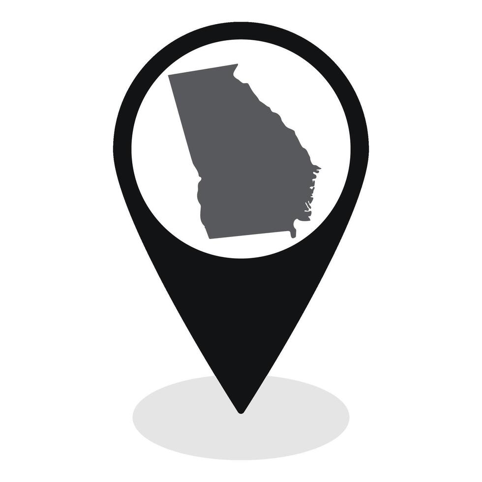 Georgia state map. Map of Georgia U.S. state state on map pinpoint in black color vector