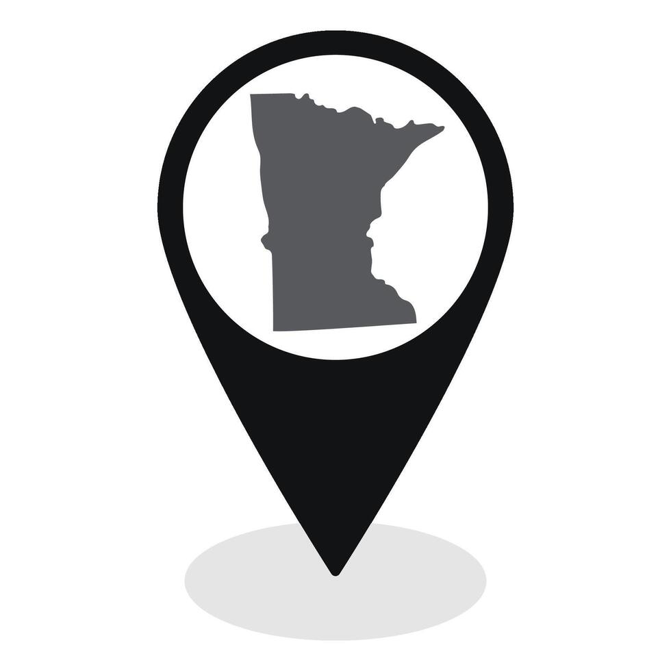 Minnesota state map. Map of Minnesota state on map pinpoint in black color vector