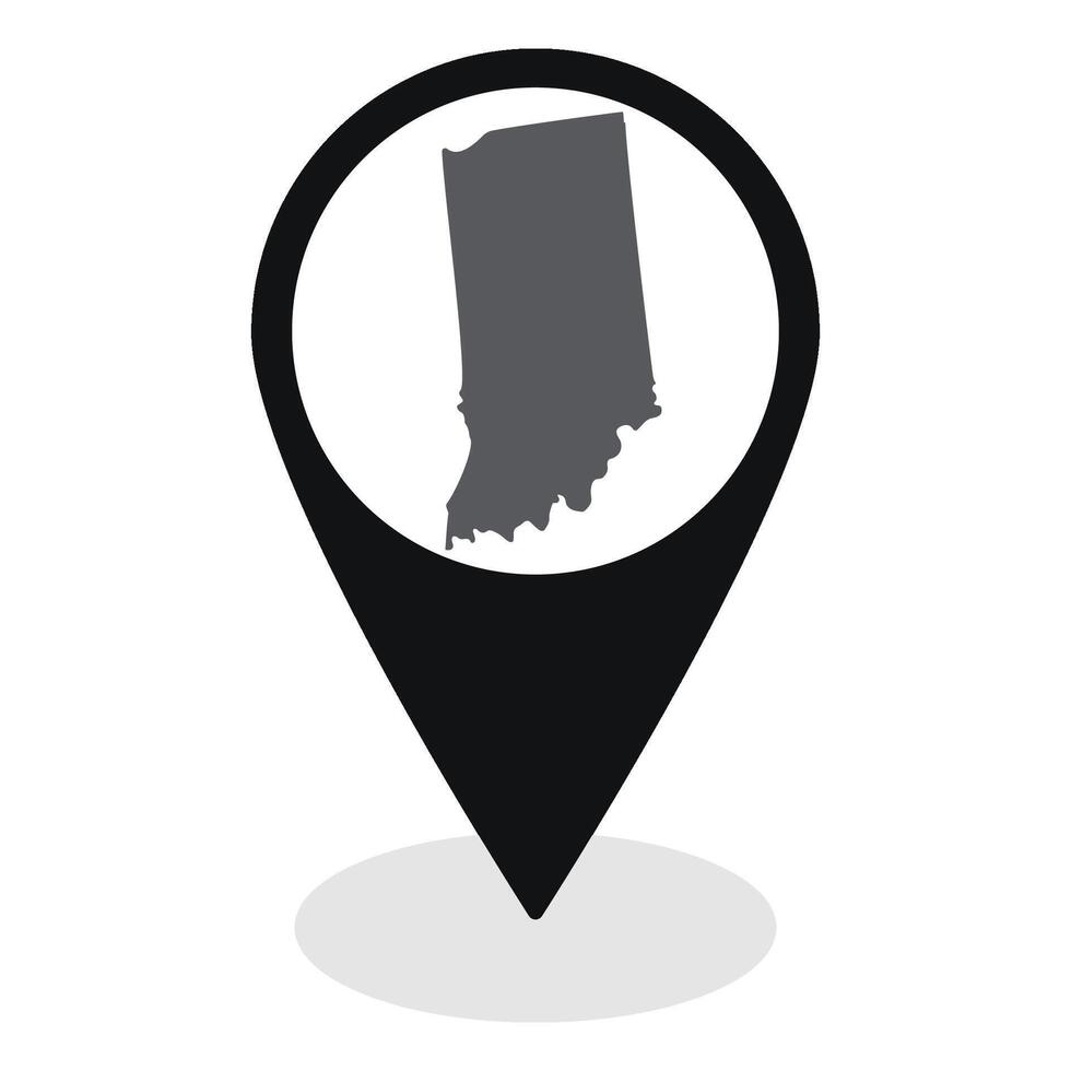 Indiana state map. Map of Indiana state on map pinpoint in black color vector