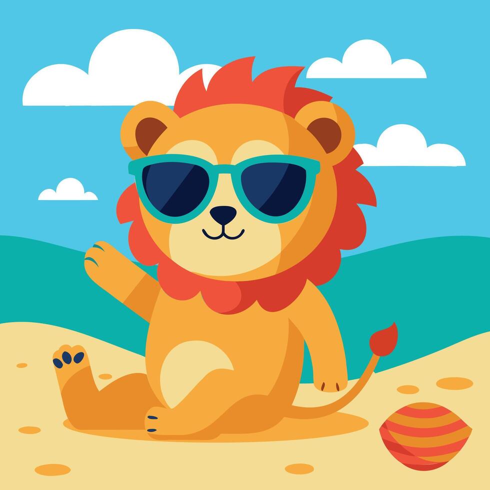A cartoon lion wearing sunglasses vector