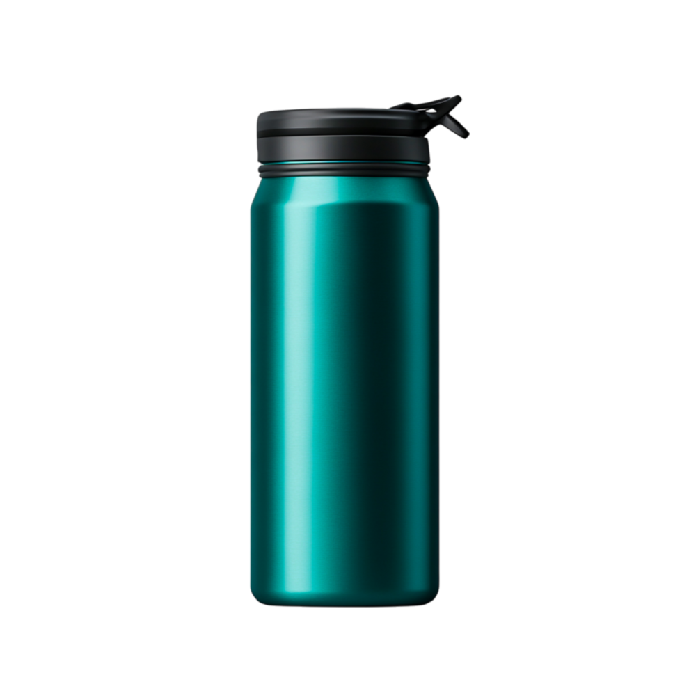 Bright Teal Insulated Water Bottle with Screw-On Lid for Outdoor Activities png