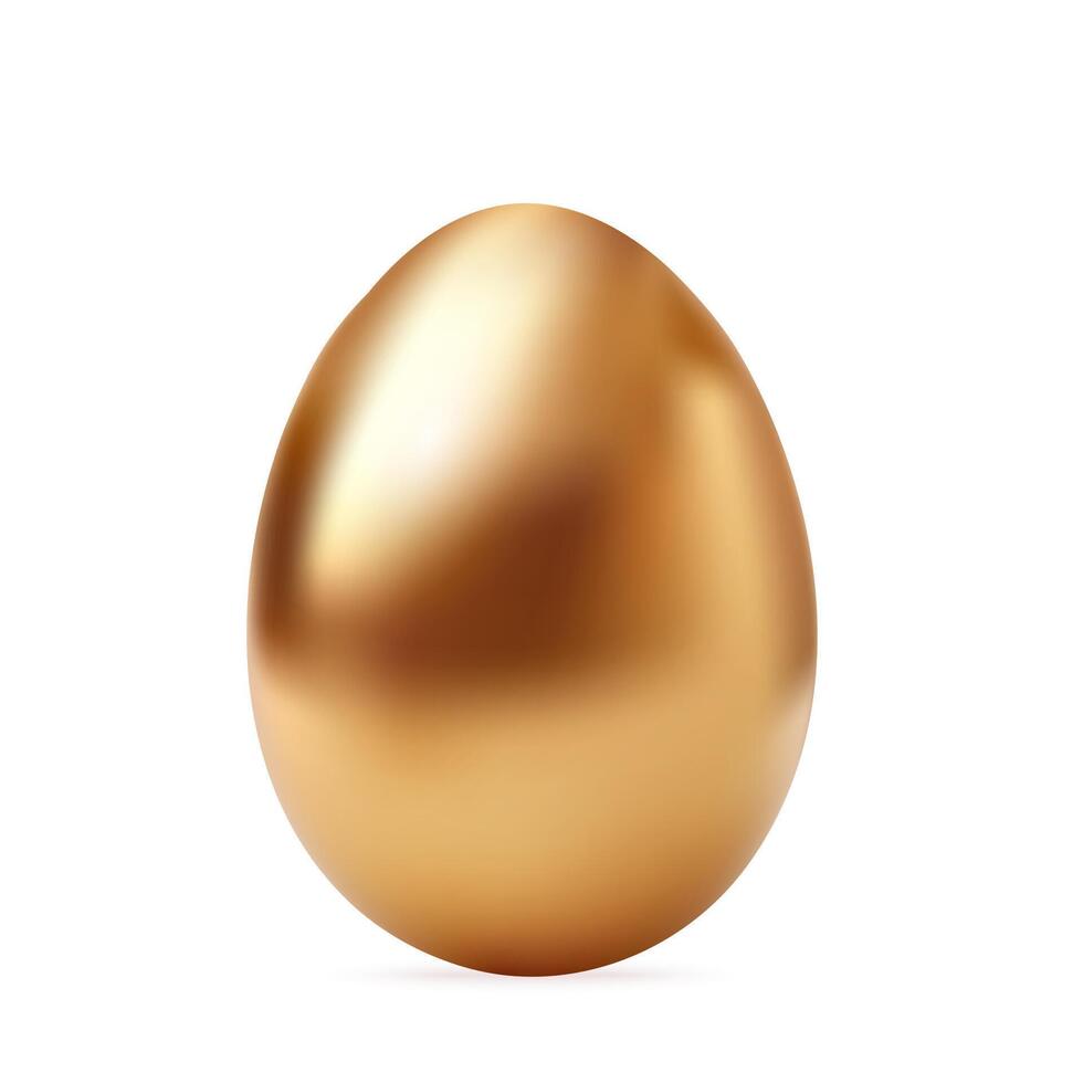 Gold Easter Egg Isolated on White Background. vector