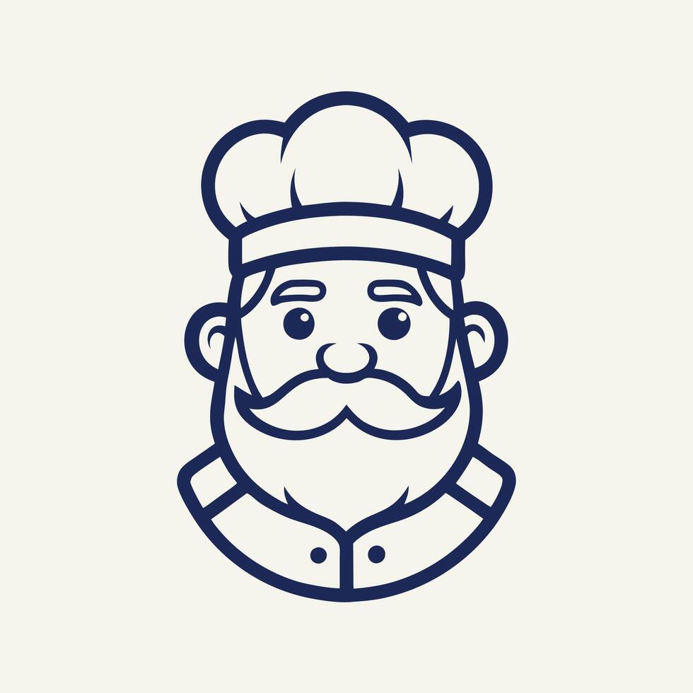 Portrait of a Venerable Chef with a Long Gray Beard Mustache and Chef s Hat vector