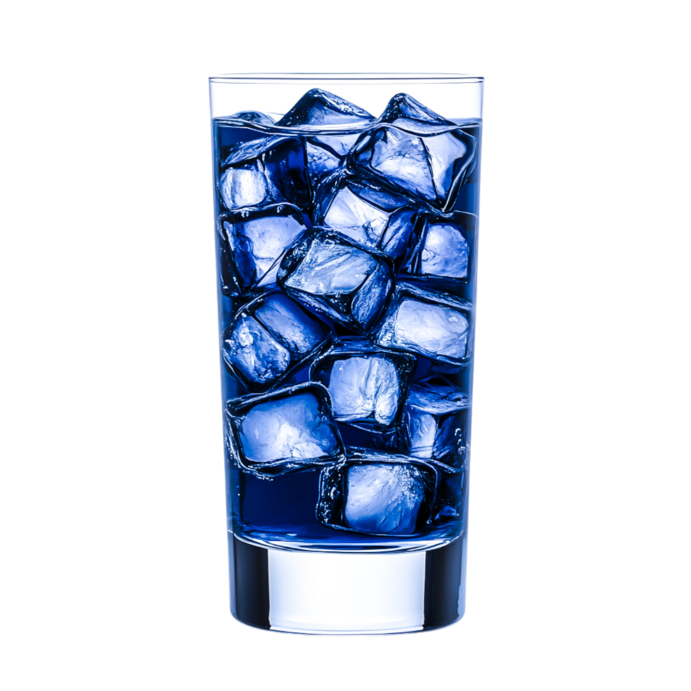 Refreshing Glass of Clear Drink with Ice Cubes on Transparent Background png