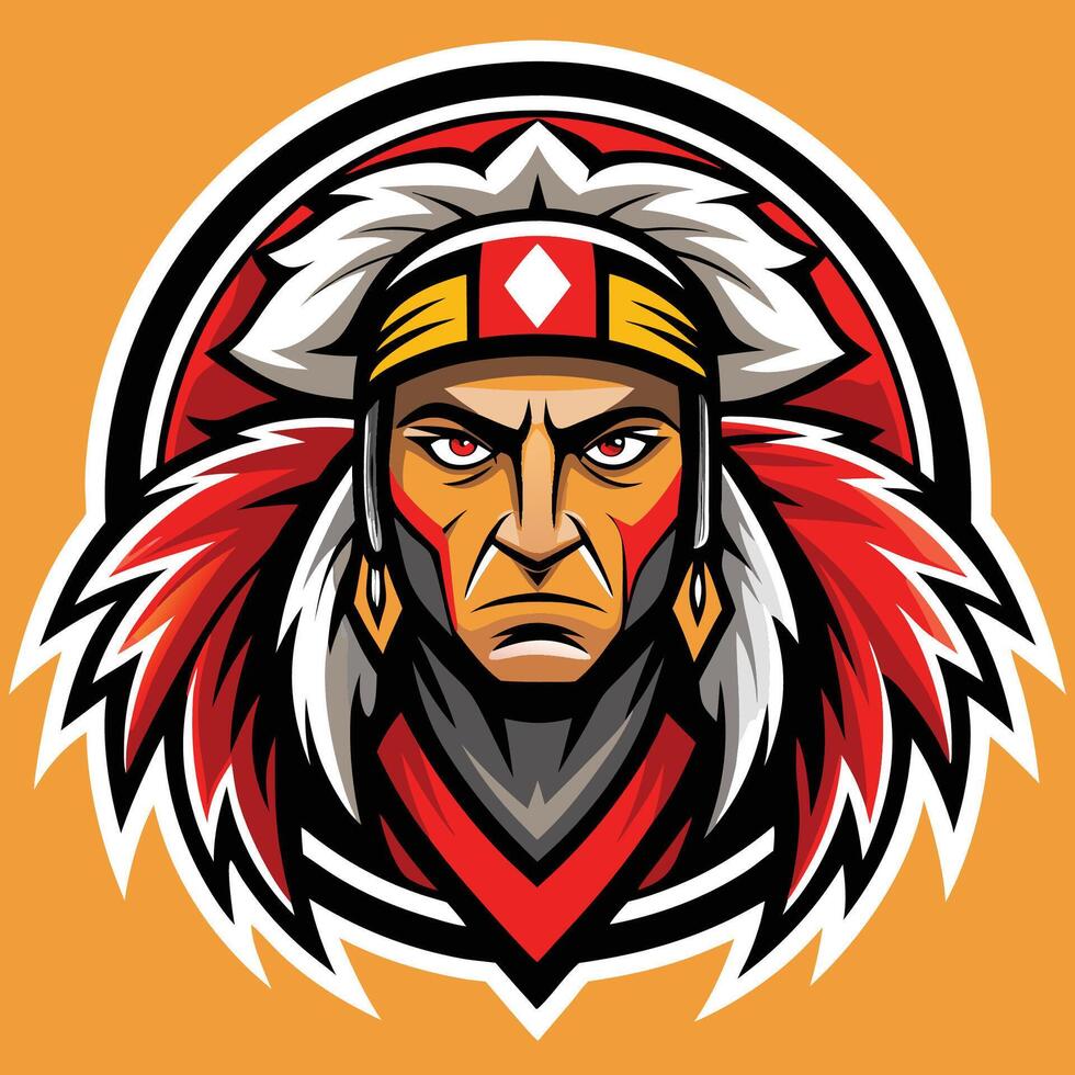 Native American Head Mascot Logo Design for Native American Organizations vector
