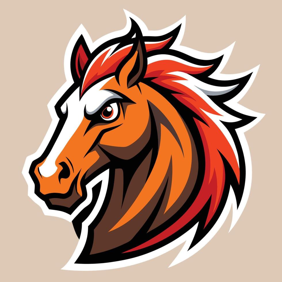 Fierce Mustang Horse as a Dynamic Mascot Logo Cartoon Illustration vector