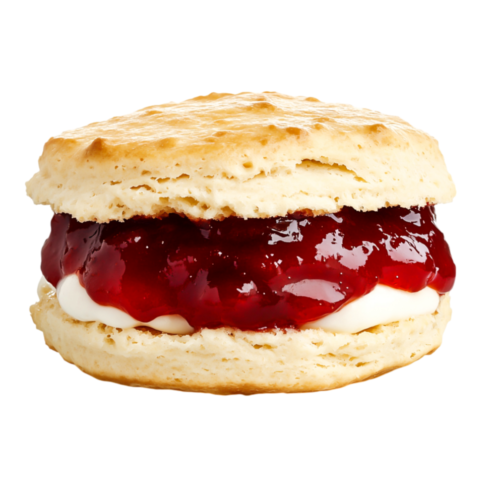 Delicious Scone with Cream and Fruity Jam png