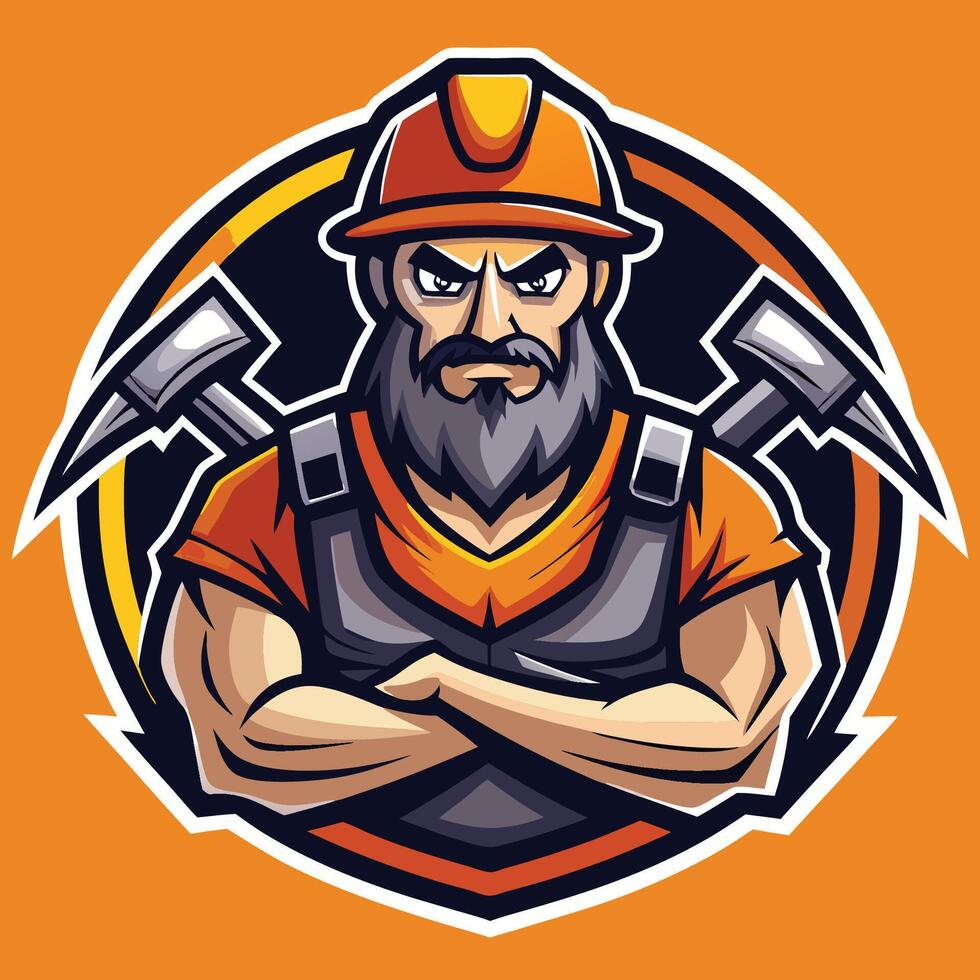 Modern Miner Mascot Logo with Stylized Illustration vector