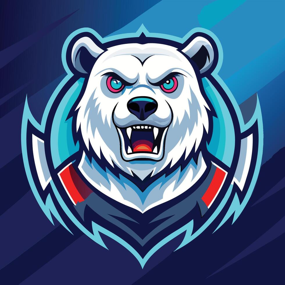 Fierce Polar Bear Mascot Logo for Esports Domination vector