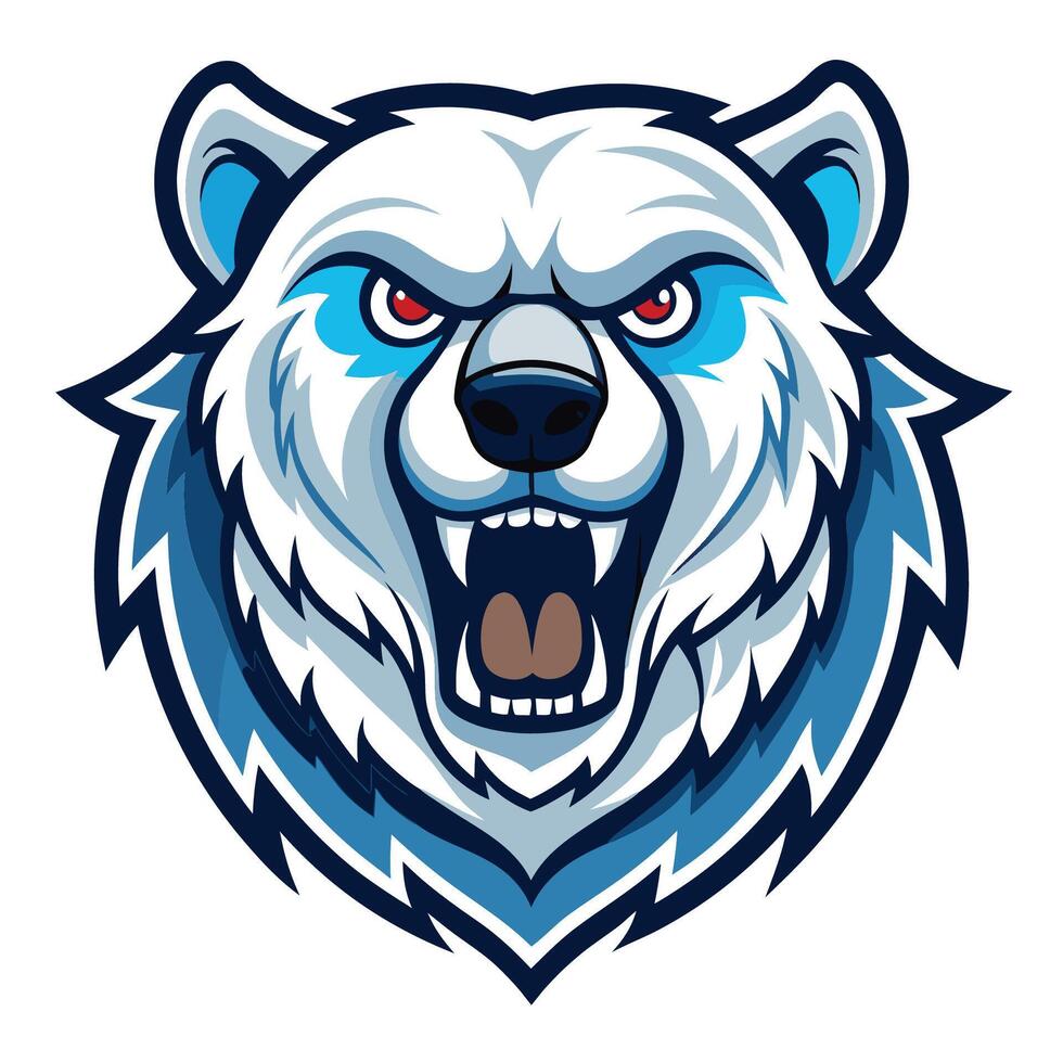 Ferocious Polar Bear Mascot Logo with Aggressive Expression vector