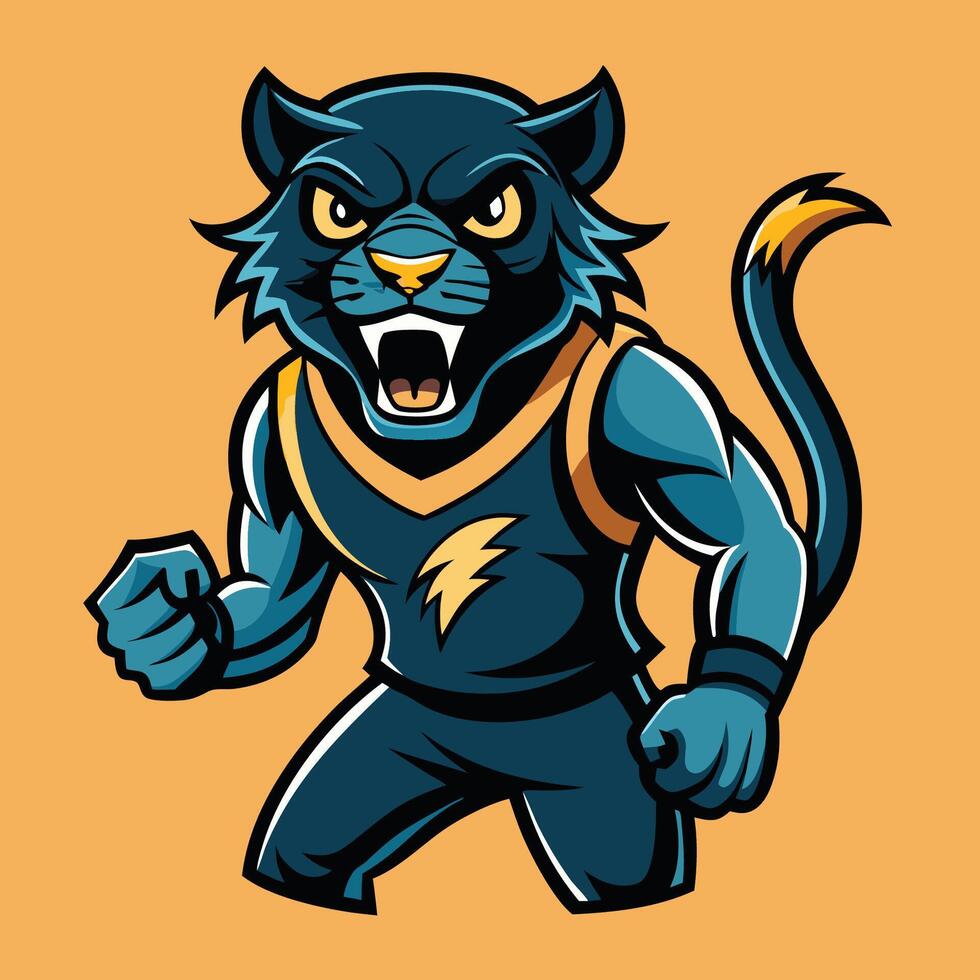 Vintage Mascot Character of a Fierce Panther Poised for Action vector