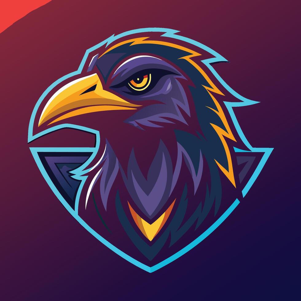 Raven Esport Gaming Mascot Logo Template for Competitive Teams and Tournaments vector