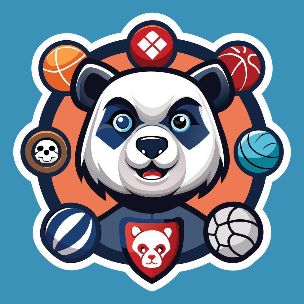 Title Illustrative Mascot Logo Design Featuring a Panda Head for a Football Team vector
