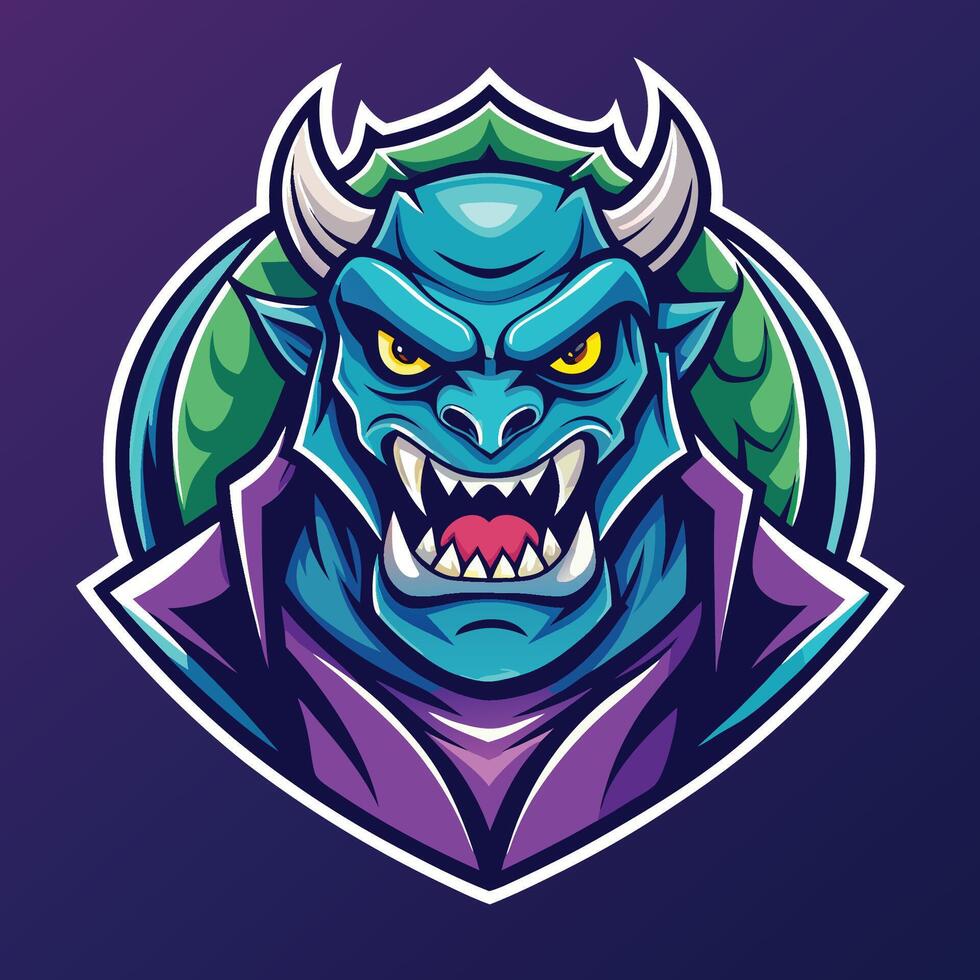 Fearsome Monster Mascot Character with Gradient Illustration vector