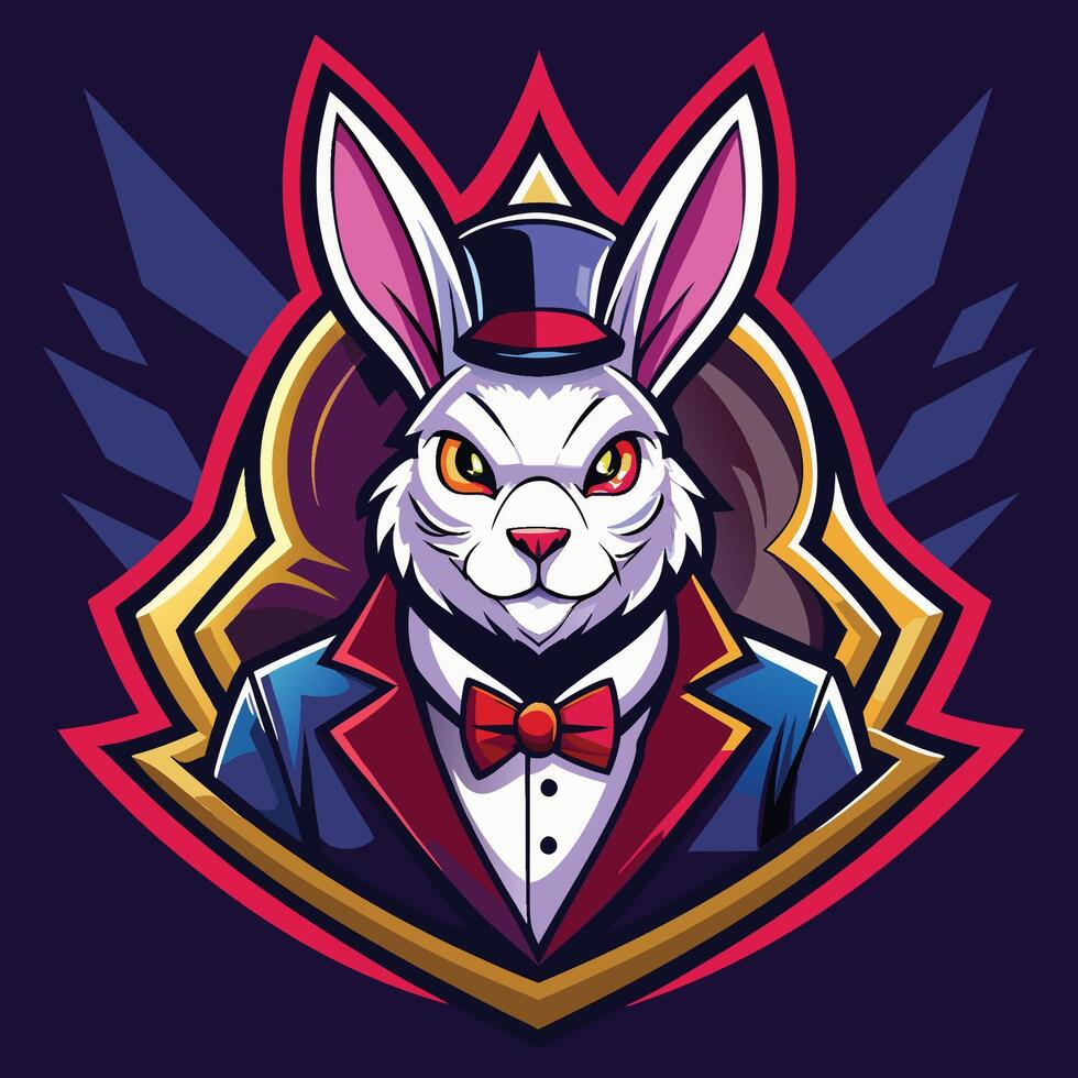 Magical Rabbit Esport Gaming Mascot Logo Design Template vector