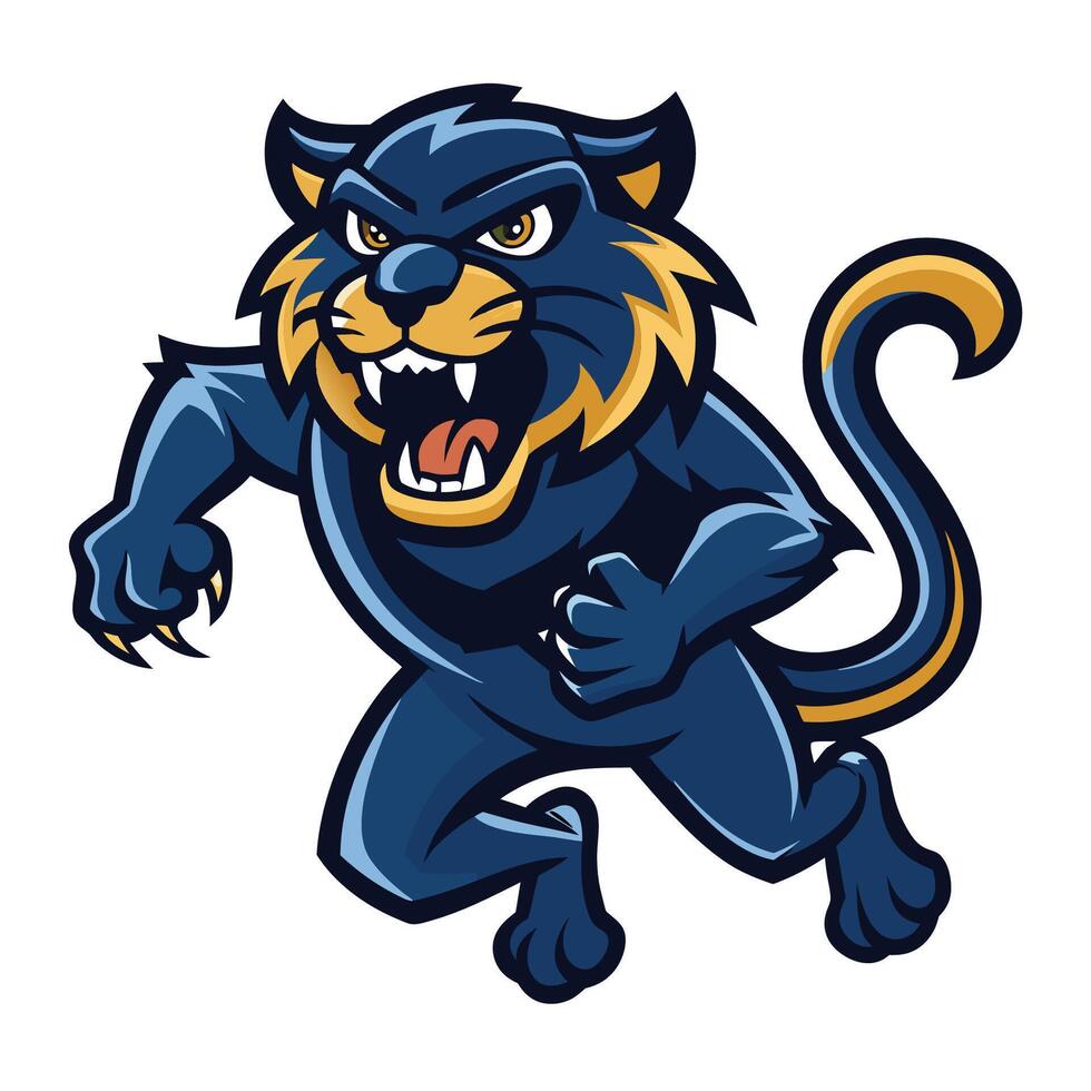 Enraged Panther Leaping A Illustration of Ferocious Power vector