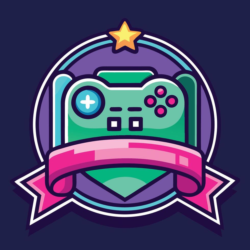 Futuristic Neon Game Icon with Controller Illustration for Design vector