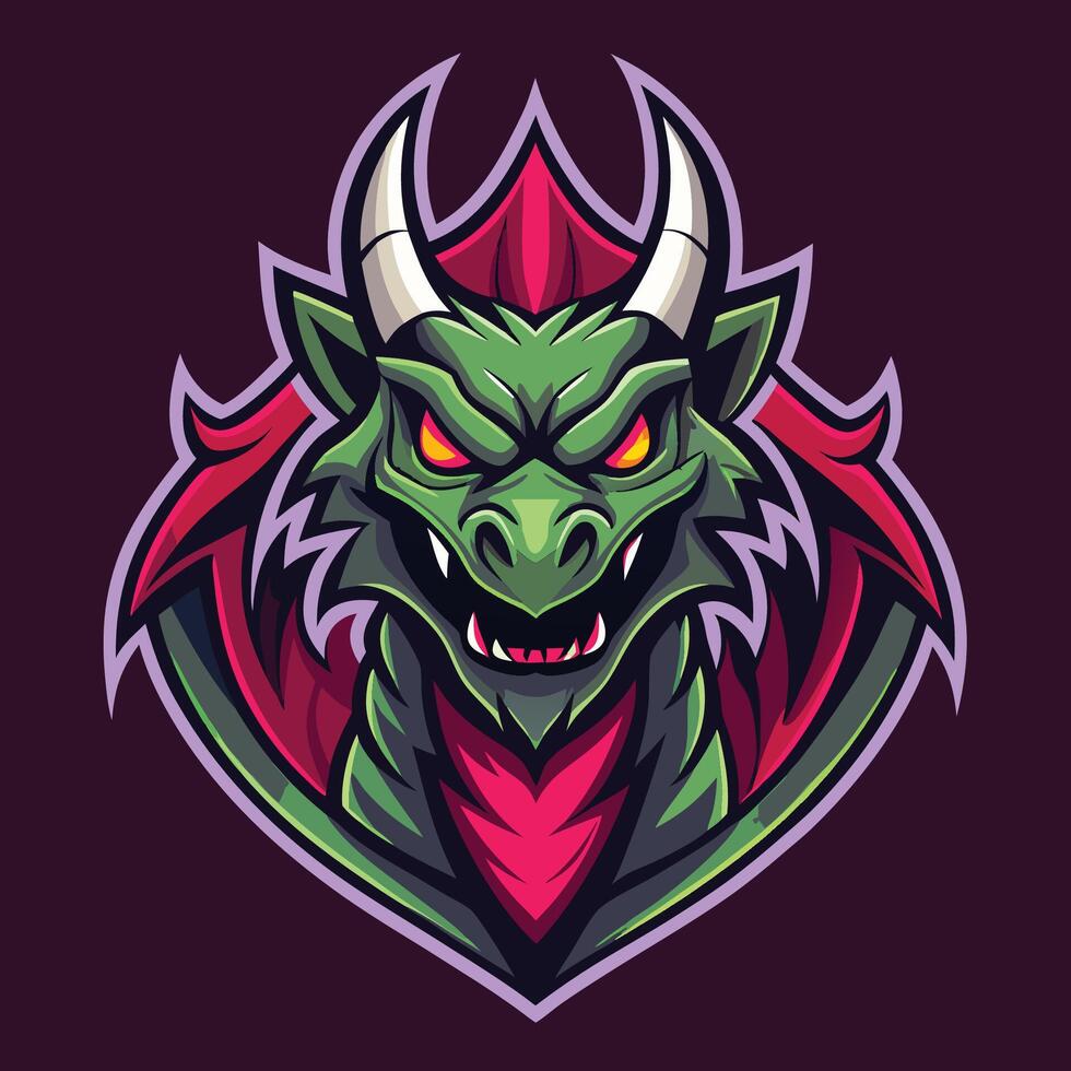 Majestic Dragon E Sports Gaming Logo with Mythological Aura vector