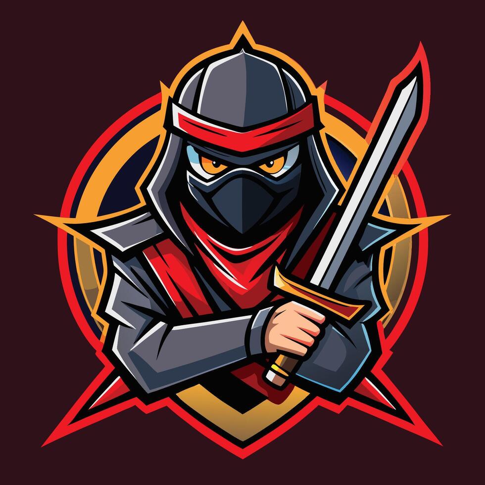 Fierce Ninja Mascot Wielding a Sword in an Esport Gaming Logo vector