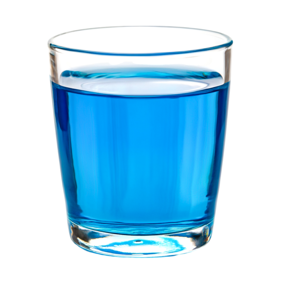 Refreshing Bright Blue Beverage in a Clear Glass Cup png